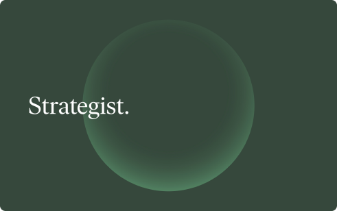 Strategist series logo on green background