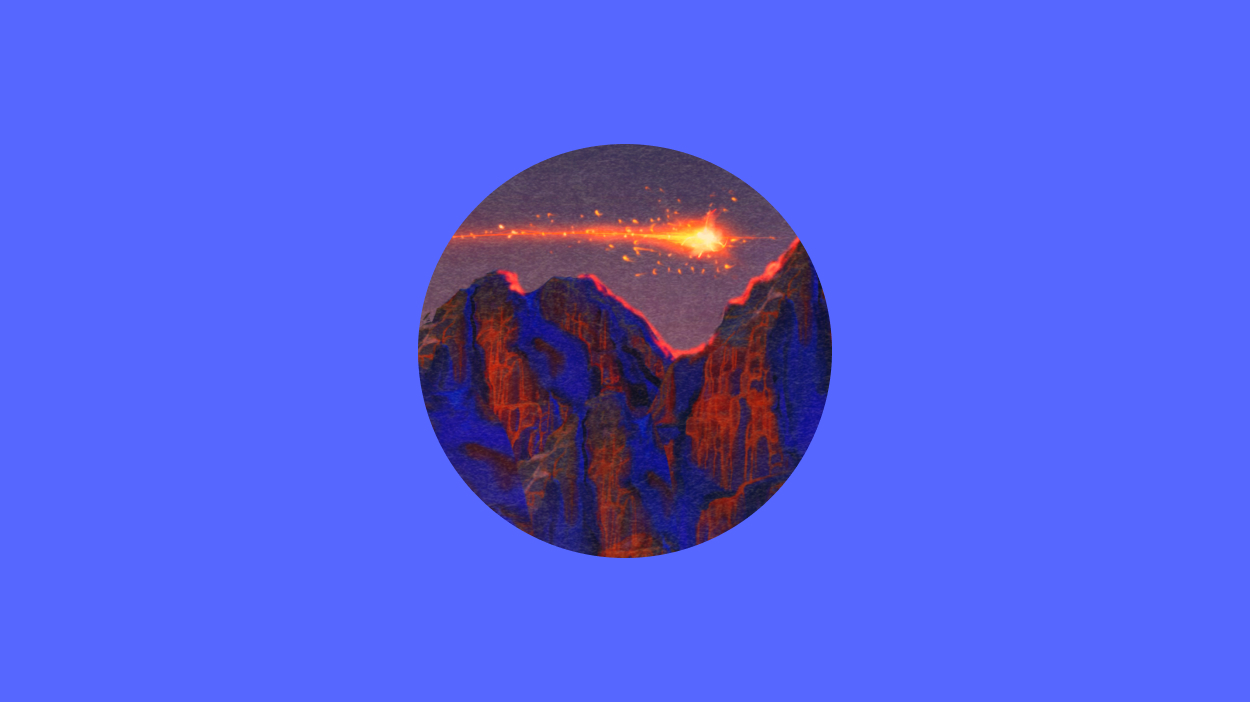 Mountain on blue background