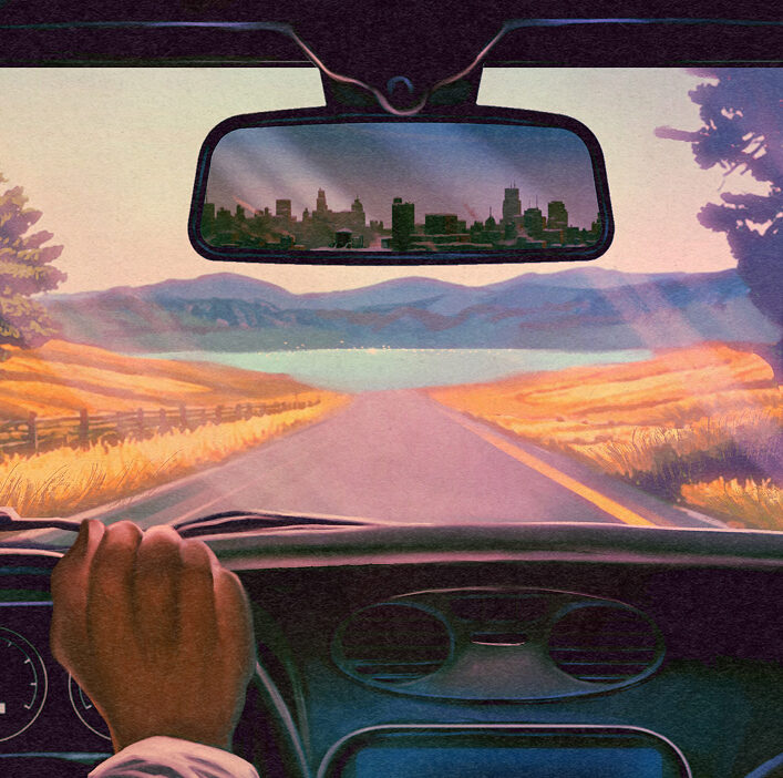 Driver in car illustration