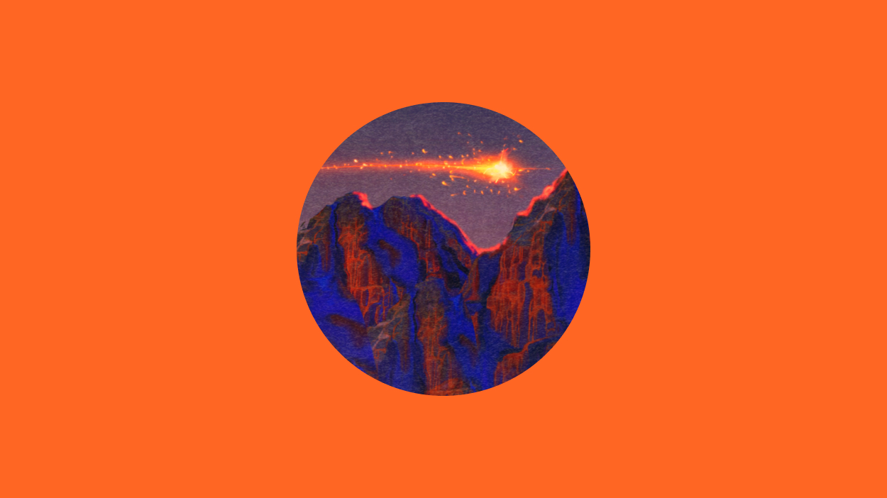 Shooting star over mountains